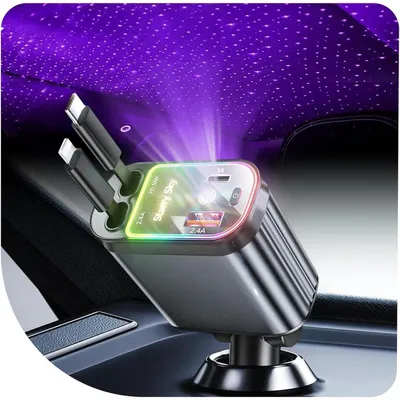 Immagine prodotto di Caricabatterie per auto retrattile da 69W, con porta USB-C e adattatore per accendisigari, compatibile con iPhone, Galaxy, Pixel