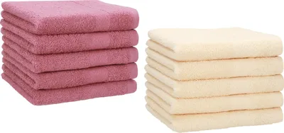 Produktbild von Betz 10 Stück Gästetücher 30x50 cm PREMIUM 100% Baumwolle Set  Farbe: altrosa und beige