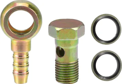 Image de 1 Ensemble M14x1.5 Banjo Verrouille Tuyau Barbillon Raccord avec Cuivre Rondelles Fer