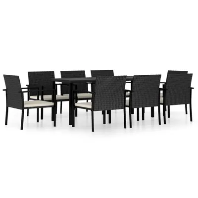 Produktbild von 9-tlg. Garten-Essgruppe Poly Rattan Schwarz