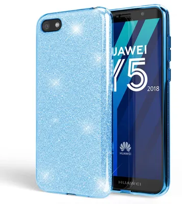 Obrázok produktu pre NALIA puzdro na mobilný telefón kompatibilné s Huawei Y5 2018, trblietavé puzdro zadný bling cover blue