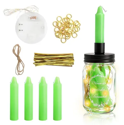 Produktbild von Kerzen Geschenkset mit LED Flaschenlicht 4 Stück für Frauen | Geldgeschenk | Geburtstag, Hochzeit, Besondere Momente