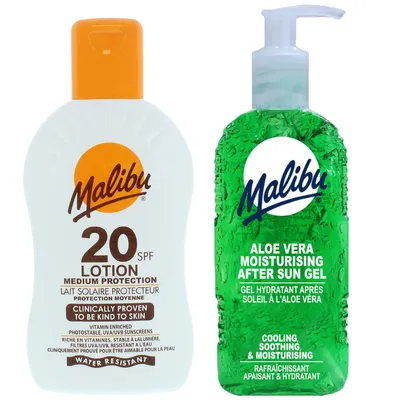 Immagine prodotto di Malibu SPF20 BALMO IMPERNAMENTO 200 ml + gel di aloe dopo abbronzatura 200 ml