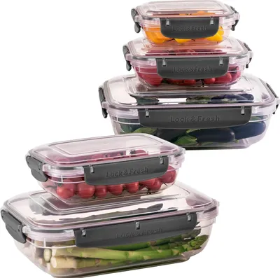 Produktbild von Luftdichte Vorratsdosen Set - 5 Stück BPA-frei - Aufbewahrungsbox Küchen Organizer - Vorratsbehälter Sets - Lunchbox - anthrazit