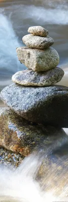 Produktbild von Steine Kunstdruck Bild - Fels In Der Brandung, Zen (158 x 53 cm)