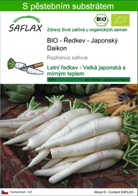 Obrázek produktu pro SAFLAX - BIO - Ředkev - Japonský Daikon - Raphanus sativus - 100 Semena - S pěstebním substrátem bez klíčků