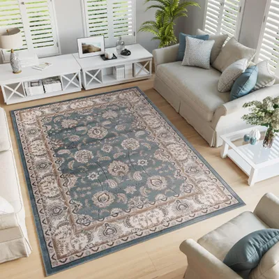 Image de Tapis COLORADO Classique Bleu Beige Crème  300 x 400 cm