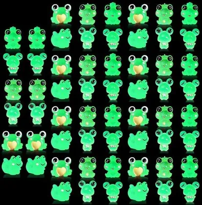 Productafbeelding van Famanu Miniatuurfiguurtjes, 60 stuks - Oplichtende kikkers voor tuin en aquarium