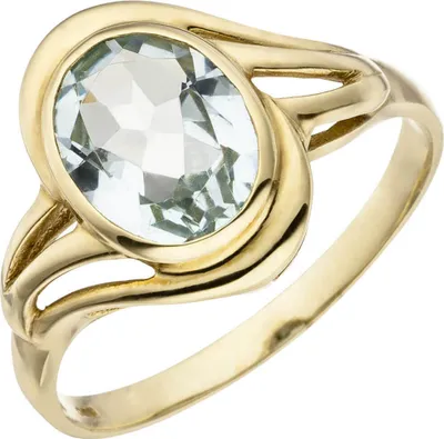 Produktbild von Ring Damenring mit Aquamarin oval hellblau blau 585 Gold Gelbgold Goldring Innenumfang 54mm  Ø17.2mm