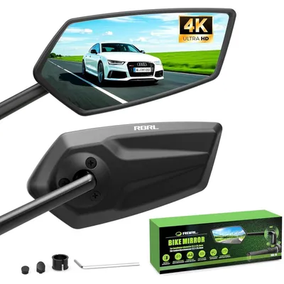 Produktbild von Fahrradspiegel 3D Panorama Sicht 360° Dreh- & Einklappbar Bruchfestes Echtglas Lenker Spiegel für Fahrrad Ebike Links+Rechts 22,2-25,4mm