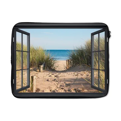 Produktbild von MuchoWow® Laptop Hülle 15 Zoll Durchblick - Strand - Meer - Sand - Wasser - Strandhafer - Dünen Laptoptasche - Laptoptasche - Sleeve - Rundum-Schutz