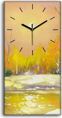 Produktbild von Küchenuhr Bürouhr Leinwand Uhr Geräuschlos Kunstdruck 30x60 Der Wald Fluss - schwarze Hände