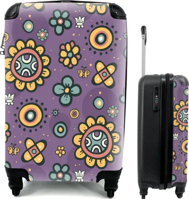 Produktbild von MuchoWow® MuchoWow® Koffer Handgepäck Trolley Rollkoffer Kleine Reisekoffer mit 4 Rollen - Mädchen - Schmetterling - Pflanzen - Muster - Mädchen - Kinder - Kinder - Cabin Size < 55x40x23 cm & 55x40x20