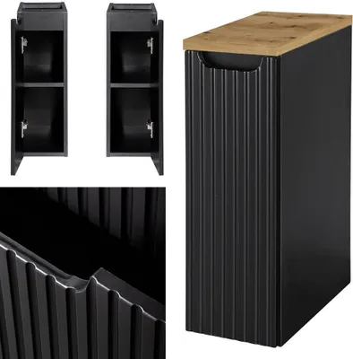 Zdjęcie produktu dla Szafka dolna 'Skelbolu' z jednymi drzwiami 20 x 60 x 40 cm ryflowana czarna / wygląd dębu