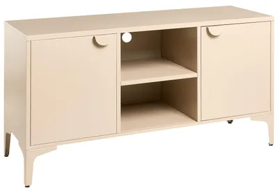Produktbild von BELIANI TV-Schrank Beige aus Stahl mit 2 Türen 6 Fächern Kaschmir Industrial Style Sideboard für Wohnzimmer Aufbewahrung Stauraum