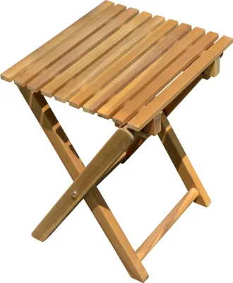 Produktbild von Akazie Klapphocker 37cm im Teak Look - Holz Garten Hocker Blumenhocker Beistelltisch Pflanzenhocker