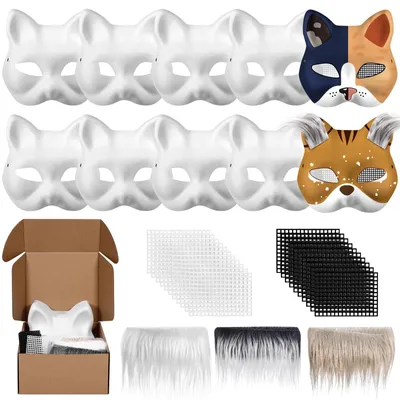 Produktbild von Katzenmasken zum Bemalen (10 Stück) – DIY-Gesichtsmasken für Erwachsene