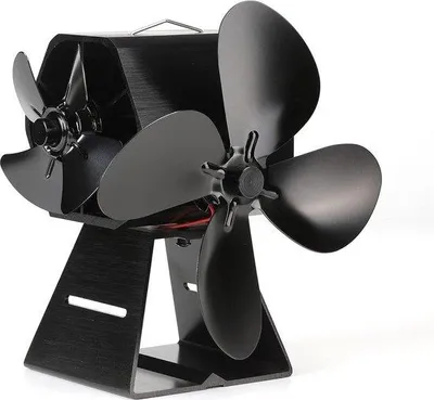 Image de Ventilateur à double moteur pour poêle - 4 pales - à entraînement thermique - écologique - efficace - poêle à bois/foyer ouvert