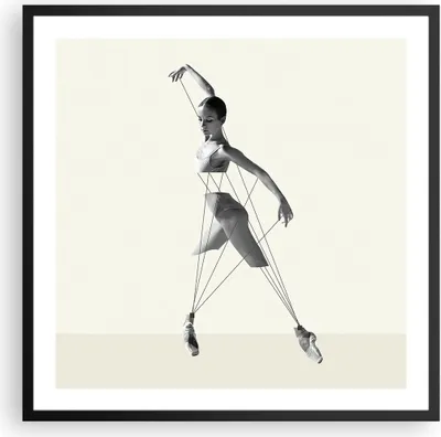 Produktbild von Gerahmtes Poster - Schwarzer Rahmen - Surreal Ballerina Marionette - 60x60 cm - Wand Bild - Wanddeko - Wandbilder - Kunstposter - Wandposter - Bilderrahmen - Bilder - Kunstdruck - P2BAC60x60-4812