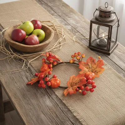 Produktbild von Herbstdekoration - Ahornblattkranz - Warmes Herbstdesign - Ø 22 cm - 1 Stück [59028].