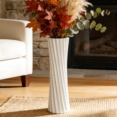 Productafbeelding van Elegante, witte keramische vloervas, 40 cm