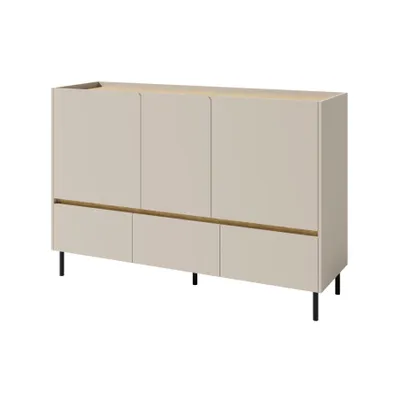Produktbild von Kommode LICO 150x105x40 cm Sandbeige, Sideboard mit 3 Schubladen und 3 Türen, Moderner Stil