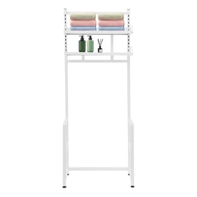 Produktbild von 2 Ebenen Toilettenregal 47*25*124cm Badregale verstellbare multifunktionale Ablage Weiß