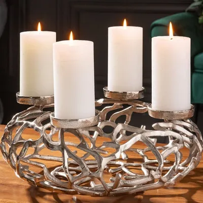 Produktbild von Stilvoller Kerzenständer Kranz CANDELA 38cm silber Aluminium
