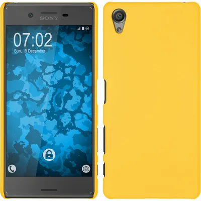 Produktbild von PhoneNatic Case kompatibel mit Sony Xperia X - Hülle gelb gummiert Hard-case + 2 Schutzfolien
