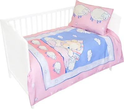 Produktbild von Kinderbettwäsche Bär und Schaf rosa 100/135