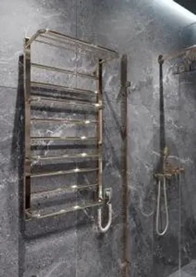 Immagine prodotto di ELNA Scaldasalviette elettrico Radiatore da bagno in acciaio inox PVD oro 174W 101x53 cm con termostato