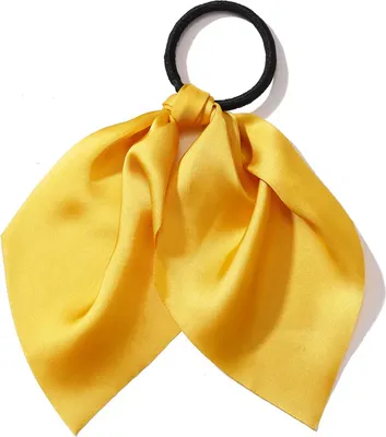 Produktbild von Satinschleifen-Haargummi Uni Gelb Elegant