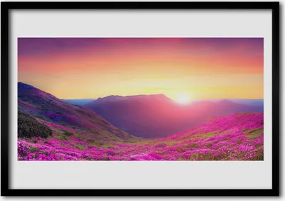 Produktbild von Bild 100x70 MDF-Rahmen Wandkunst Sun Mountain Meadow Natur