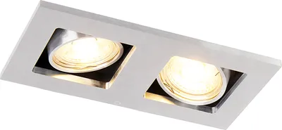 Immagine prodotto di QAZQA - Faretto da incasso moderno rettangolare in alluminio a 2 luci I Argento - Qure I Soggiorno I Camera da letto - Rettangolare - LED adatto GU10