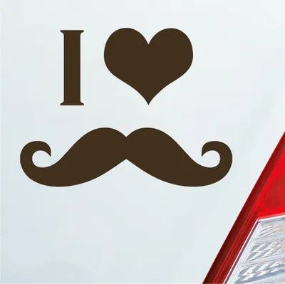 Produktbild von Auto Aufkleber I ? love Mustache Moustache Schnurrbart 10x7,5 cm Braun Sticker Heckscheibenaufkleber