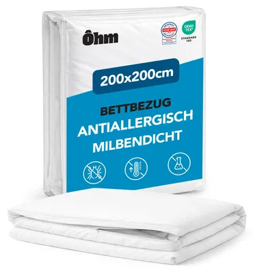 Produktbild von Ôhm Encasing Bettdecke 200x200cm Milbenbezug Allergiker Bettwäsche – Größe 200x200 cm