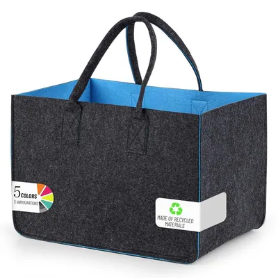 Productafbeelding van Inkoopmand van vilt, 30 liter, opvouwbaar, robuust, donkergrijs-blauw, 1 stuk