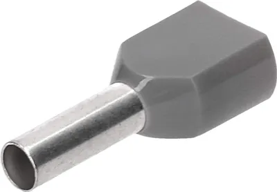 Produktbild von 100 Stück Cembre PKT412 Zwillingsaderendhülsen isoliert 2x4mm² grau 12mm lang I Industriequalität vom deutschen Händler