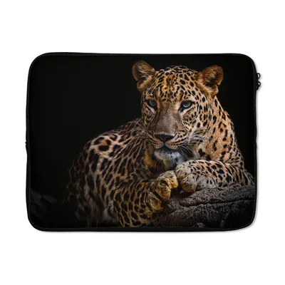Produktbild von MuchoWow® Laptop Hülle 15 Zoll Wildtiere - Panther - Porträt - Schwarz - Tiere Laptoptasche - Laptoptasche - Sleeve - Rundum-Schutz