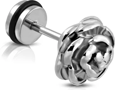 Produktbild von Fake Plug Edelstahl Rose Fakeplug Ohr Piercing Ohrstecker Damen Herren Autiga® silber