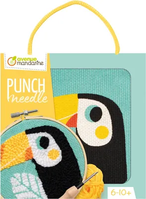 Produktbild von Avenue Mandarine - Ein Stickbild Punch Needle, Kreuzstich-Set für Kinder – ab 6 Jahren – Tukan zum Nähen Stoff 18 x 18 cm, Nadel Punch Needle, Nadel aus Kunststoff, Anleitung – KC152C