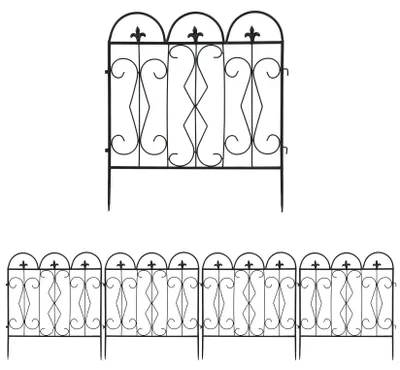 Gartenzaun Metall 5er-Set 70x305 cm schwarz beschichtet