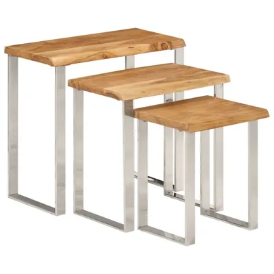 Produktbild von CLORIS Satztische mit Baumkante 3 Stk. Massivholz Akazie 372761