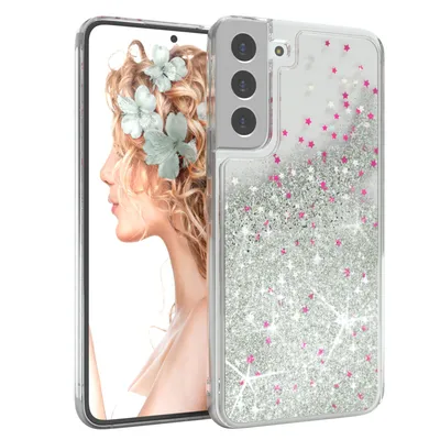 Produktbild von EAZY CASE - Glitzer Hülle kompatibel mit  Samsung Galaxy S22 Plus 5G Glitzer Schutzhülle, Soft Case, Backcover Transparent mit Motiv