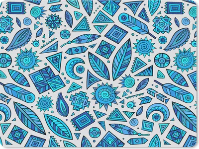 Produktbild von MuchoWow® Mauspad Mousepad Blau - Muster - Federn - Mond 23x19 cm - Mousepads - Maus Mat - Pad - Mausunterlage - Schreibtischunterlage - Mauspad