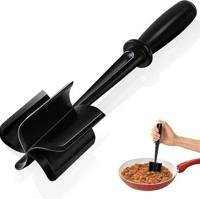 Immagine prodotto di Tritacarne - Tritacarne - Tritacarne da padella - Utensile da cucina per impastare la carne - Spatola da cucina per carne e carne macinata - nero