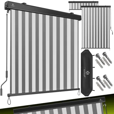 Immagine prodotto di KESSER® Tenda verticale a rullo per esterni Meccanismo a manovella Tenda a rullo per balconi Protezione dal sole e dalla privacy Protezione dal sole Tenda a rullo per esterni con manovella Cassonetto per tende da sole Balcone e terrazza Incl. set di montaggio e copertura