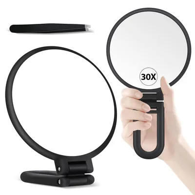 Image de Miroir grossissant 30x avec poignée - Double face et pliable