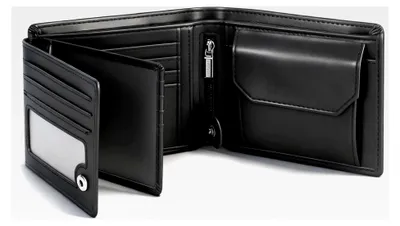 Produktbild von Herren Geldbörse Slim Wallet RFID Blockierung Mikrofaser Portemonnaie mit 13 Kartenfächern, Ausweisfenster, Geldscheinfächern, Reißverschlussfach, Geldscheinklammer, in Geschenkbox - Schwarz