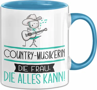 Produktbild von Country-Musikerin Geschenk Tasse Becher Die Frau Die Allen Kann Geschenkidee für eine Country-Musikerin Lustig (Blau)